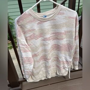 Women’s Old Navy Tunic Length Sweatshirt Cream & Pink Camouflage Size XS